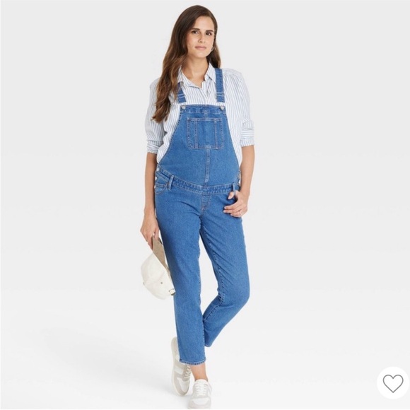 ISABEL MATERNITY Overalls Denim Jumpsuit Adjustable Waist Blue Jeans Size 4 - Picture 1 of 14